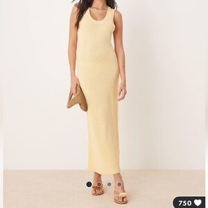 NWT ASOS Knit Scoop Neck Maxi Tank Dress in Buttermilk Size XS